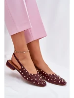 Zdobione Baleriny Na Płaskim Obcasie Bordowe Nilarisela