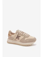 Dámske kožené semišové tenisky na platforme Kobbo 100103 Beige Dámske kožené semišové tenisky na platforme Kobbo 100103 Beige