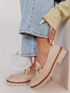 Dámske mokasíny s plochou podrážkou LOFINKA beige FashionStreet ZY0797