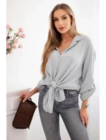 Bavlnené mušelínové tričko Plus Size Grey