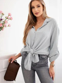 Bavlnené mušelínové tričko Plus Size Grey