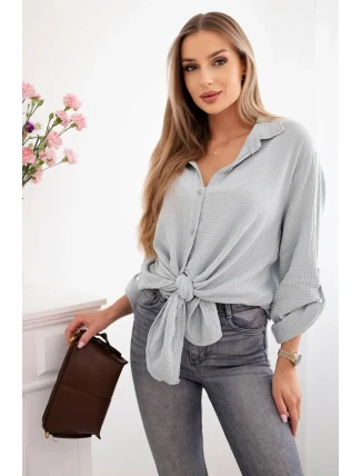 Bavlnené mušelínové tričko Plus Size Grey