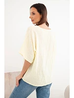 Dámska bavlnená blúzka oversize s krátkymi rukávmi žltá Dámska bavlnená blúzka oversize s krátkymi rukávmi žltá