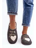 Damskie Klasyczne Kapcie Wsuwane Ocieplane Szare Mabira