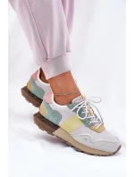 Zamszowe Sneakersy Damskie Big Star RR274244 HI-POLY SYSTEM Szaro-Żółte