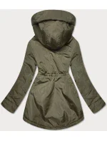 Kaki-biela dámska bunda pre prechodné obdobie (B8037-11026)