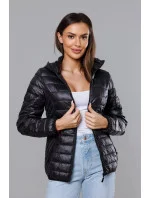 Čierna dámska prešívaná bunda pre prechodné obdobie (5M785-392)