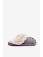 Damskie Papcie Klapki z Futerkiem Szare Pinky