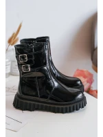 Botki Dziecięce Lakierowane Z Klamrami Czarne Chloraia