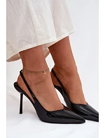 Lakované Podpatky Sandály Z Umělé Kůže Černé Calera