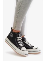 Zateplené dámske tenisky na platforme z ekokože Big Star Black