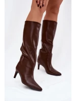 Dámske čižmy na podpätku CLS-573/C-356 Brown . Joalice Paris