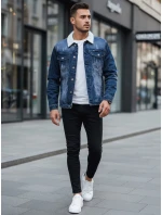 Pánska zateplená džínsová bunda s ovčou kožušinou modrá FashionStreet TX4727z