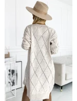 486-2 Cardigan - predĺžený zadný diel s diamantmi - BEACH 486-2 Cardigan - predĺžený zadný diel s diamantmi - BEACH