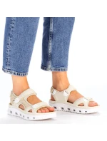 Pohodlné sandále na suchý zips Rieker W RKR691 beige