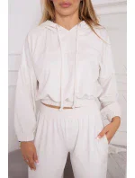 Velúrová súprava s kapucňou ecru