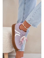 Sneakersy Damskie Na Platformie Z Ozdobami Fioletowe Vinness