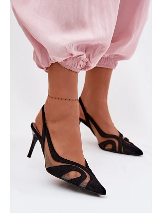 Dámské sandály sítě na jehlovém podpatku Černé Cornelia