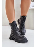 Zateplené dámske pracovné topánky z eko kože Big Star Black