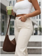 Dámske džínsy s vysokým pásom ecru FashionStreet UY2912