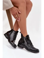 Lakierowane Ocieplane Botki Damskie Z Ozdobnym Detalem S.Barski HY52-525 Czarne