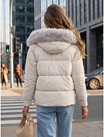 Dámska zimná prešívaná bunda s kožušinou, biela, FashionStreet TY5832 Dámska zimná prešívaná bunda s kožušinou, biela, FashionStreet TY5832