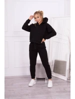 Zateplená súprava s mikinou viazanou v spodnej časti čiernej farby Zateplená súprava s mikinou viazanou v spodnej časti čiernej farby