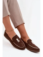 Mokasyny Loafersy Damské Z Eko Zamszu Čokoládové Darwen