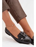 Dámské polobotky na ploché podrážce s ozdobnými květinami Černé Tavillette