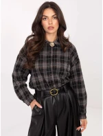 Dámska kockovaná flanelová košeľa čierna (21638)