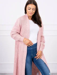 Sveter dlhý kardigan púdrovo ružový