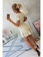 Šaty s viazaným výstrihom do V béžovej farby