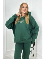 Izolovaná bavlnená súprava, mikina s vyšívacími + nohavicami zelený
