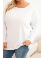 Dámske Plus veľkosť bavlnené okrúhle krku blúzka biela