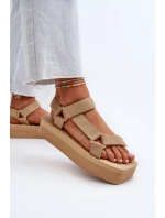 Sandały Damskie Na Platformie Beżowe Edireda