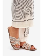 Klasyczne Klapki Damskie Płaskie Beżowe Scazze