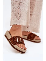 Klapki Damskie Na Platformie Ze Złotą Klamrą Panterka Selira