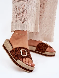 Klapki Damskie Na Platformie Ze Złotą Klamrą Panterka Selira