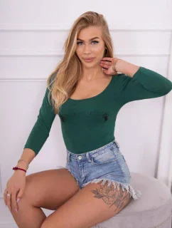 Telová blúzka s potlačou pištole zelenej farby