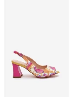 Dámske kožené vzorované sandále na podpätku D&A CR51-006 Multicolor Dámske kožené vzorované sandále na podpätku D&A CR51-006 Multicolor
