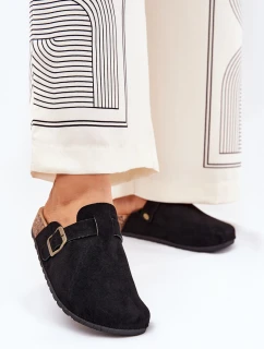 Klapki Chodaki Damskie i Na Platformie Z Klamrą Czarne Selio