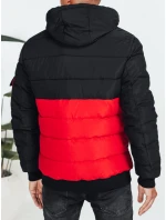 Pánska zimná bunda s kapucňou čierno-červená FashionStreet TX5052 Pánska zimná bunda s kapucňou čierno-červená FashionStreet TX5052