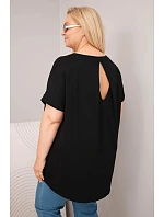 Dámske Plus veľkosť bavlnená blúzka s krátkym rukávom čierna