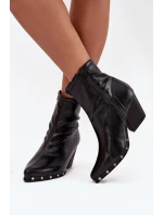 Botki Kowbojki Damskie Z Eko Skóry Na Słupku Czarne Abrielle