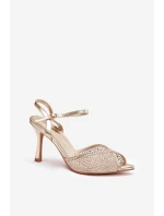 Dámské sandály na jehlovém podpatku s zlatým zdobením Peloria