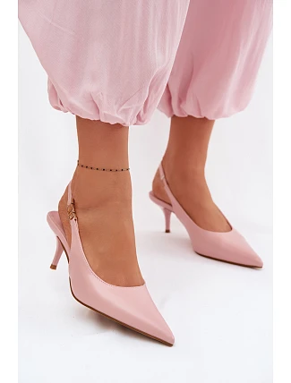 Dámské sandály z umělé kůže na podpatku Růžové Jelissey