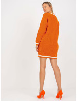 Tmavo oranžové voľné pletené šaty od RUE PARIS