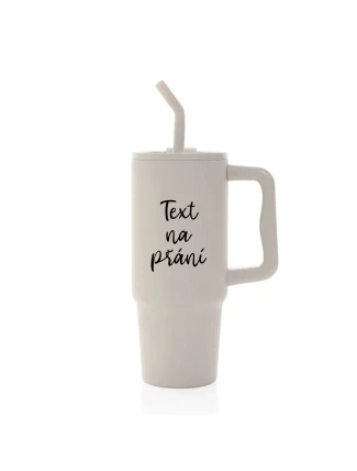 TEXT NA PŘÁNÍ - béžový cestovní termohrnek 900 ml  
