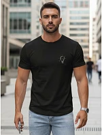 Pánske bavlnené tričko s minimalistickým potlačou, čierne, FashionStreet NX0137R Pánske bavlnené tričko s minimalistickým potlačou, čierne, FashionStreet NX0137R