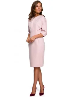 Dámske šaty s netopierími rukávmi S242 Powder Pink - Stylove